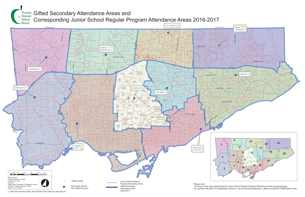Map of TDSB Gifted Secondary Boundaries 2016